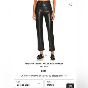 Agolde recycled leather fitted 90’s